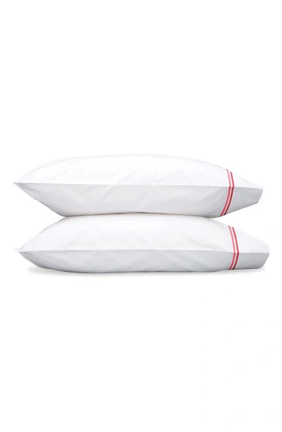 Shop Matouk Essex 350 Thread Count Set Of 2 Pillowcases In Hibiscus