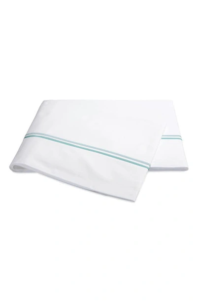 Shop Matouk Essex 350 Thread Count Flat Sheet In Lagoon