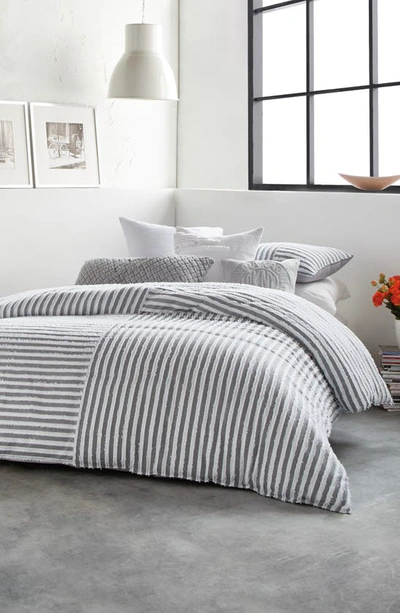 Shop Dkny Clipped Square Cotton Comforter & Sham Set In Grey
