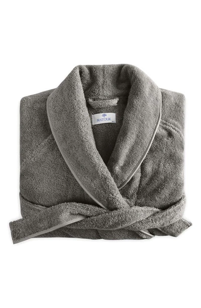 Shop Matouk Cairo Terry Robe In Smoke Gray/ Smoke Gray