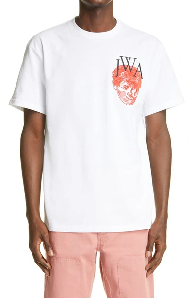 Shop Jw Anderson Face Embroidered T-shirt In White