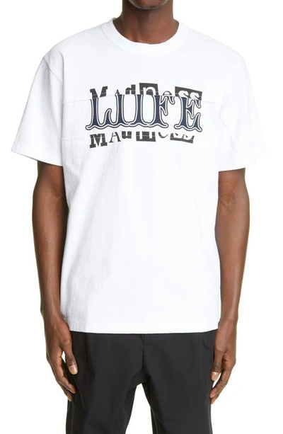 Shop Sacai Archive Mixed Print Graphic Tee In White