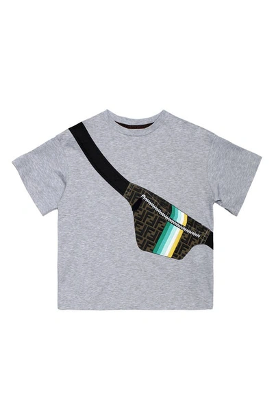 Shop Fendi Kids' Belt Bag Graphic Tee In Grey