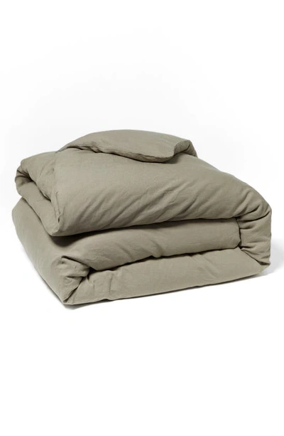 Shop Coyuchi Relaxed Organic Linen Duvet Cover In Laurel