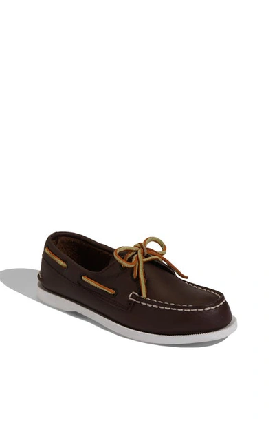 Shop Sperry Kids' Authentic Original Boat Shoe In Brown Leather