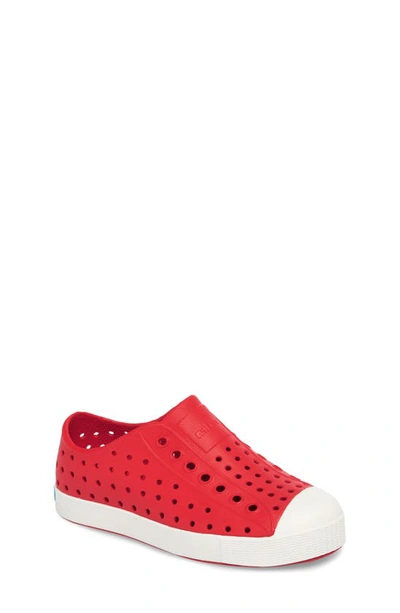 Shop Native Shoes Jefferson Water Friendly Slip-on Sneaker In Torch Red/ Shell White