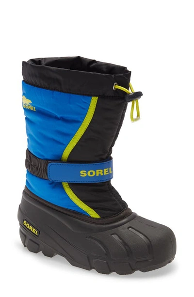 Shop Sorel Kids' Flurry Weather Resistant Snow Boot In Black/ Super Blue Multi
