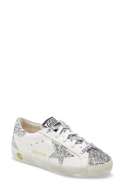 Shop Golden Goose Super-star Glitter Sneaker In White/ Silver