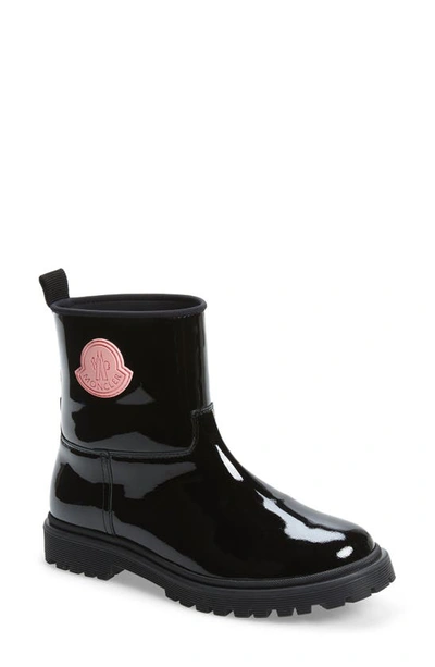 Shop Moncler Petite Ginette Waterproof Rain Boot In 998 Charcoal