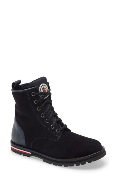 Shop Moncler Malik Faux Shearling Lined Boot In 778 Navy