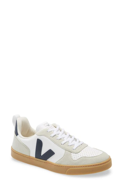 Shop Veja V-10 Lace-up Sneaker In White/ White