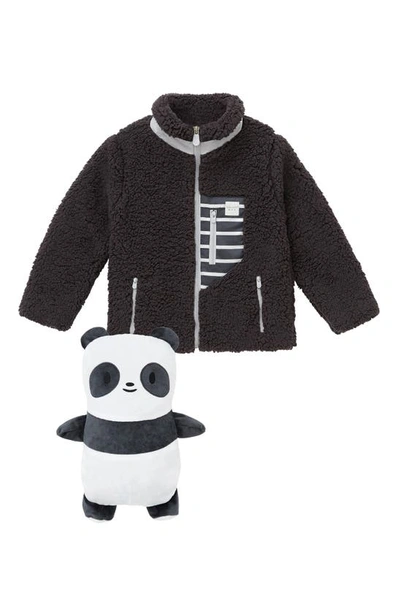 Shop Cubcoats Kids' Papo The Panda 2-in-1 Stuffed Animal Fleece Jacket In Grey