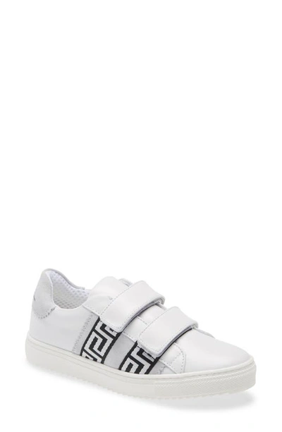 Shop Versace Logo Sneaker In White/ Gold