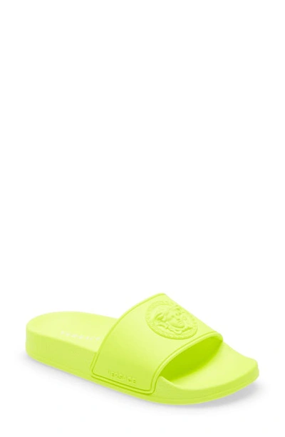 Shop Versace Kids' Palazzo Medusa Slide Sandal In Yellow