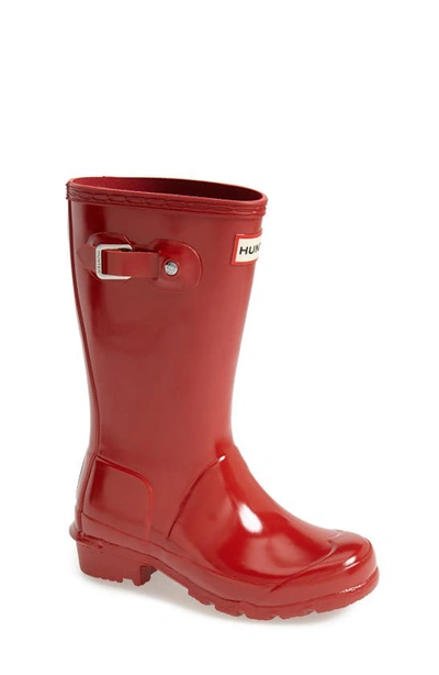 Shop Hunter Kids' Original Gloss Waterproof Rain Boot In Military Red