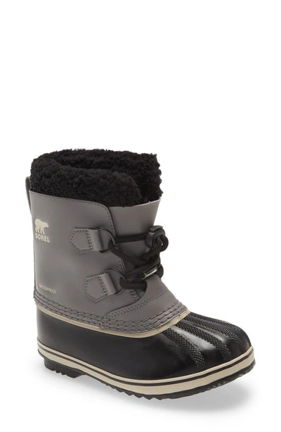 Shop Sorel Kids' Yoot Pac Waterproof Insulated Snow Boot In Quarry/ Black