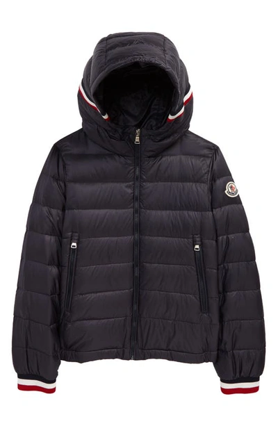 Moncler Kids' 100 Gram Giroux Jacket With Hood With Nylon Band In Blue |  ModeSens
