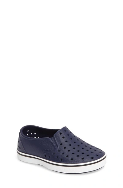 Shop Native Shoes Kids' Miles Slip-on Sneaker In Regetta Blue/ Shell White