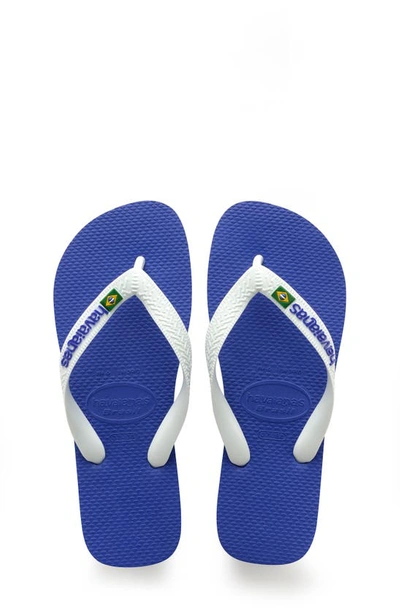 Shop Havaianas Kids' Brazil Logo Flip Flop In Marine Blue