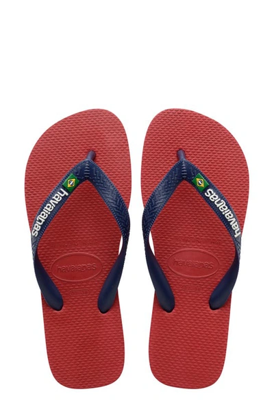 Shop Havaianas Kids' Brazil Logo Flip Flop In Red