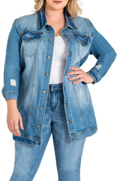 Shop Standards & Practices Margot Longline Denim Jacket In Light Blue