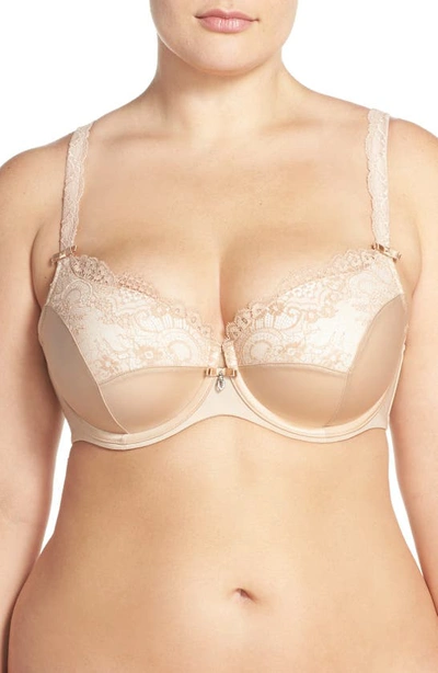 Shop Curvy Couture Tulip Lace Balconette Bra In Bombshell Nude