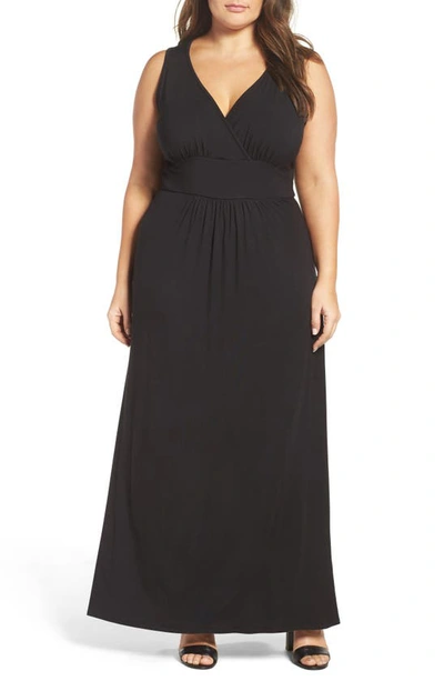 Shop Loveappella Surplice Maxi Dress In Black