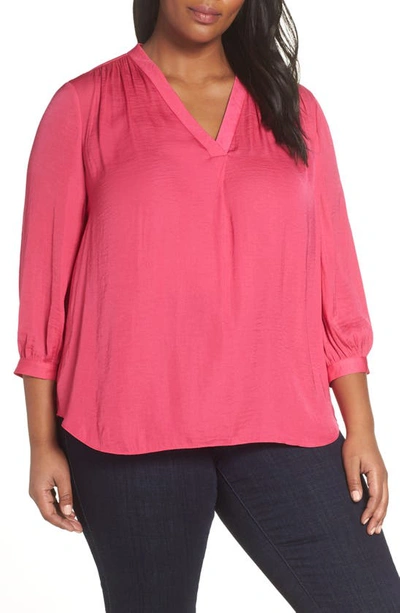 Shop Vince Camuto Rumple Satin Blouse In Pink Flame
