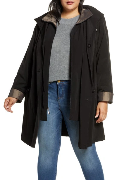 Shop Gallery Hooded Raincoat With Liner In Black