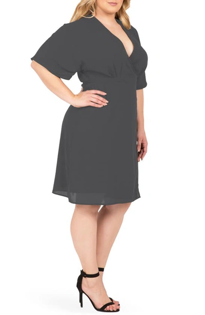 Shop Standards & Practices Candice Georgette Wrap Dress In Smoke Grey