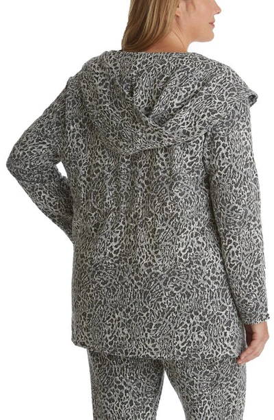 Shop Adyson Parker Jacquard Hooded Tie Front Cardigan In Heather Grey Combo
