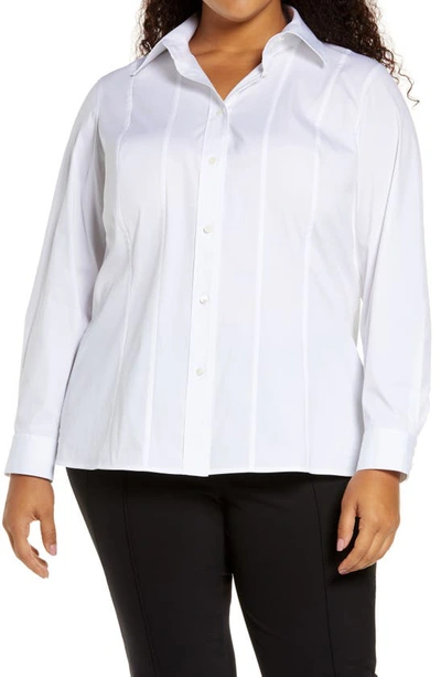 Shop Lafayette 148 Abbott Stretch Poplin Shirt In White