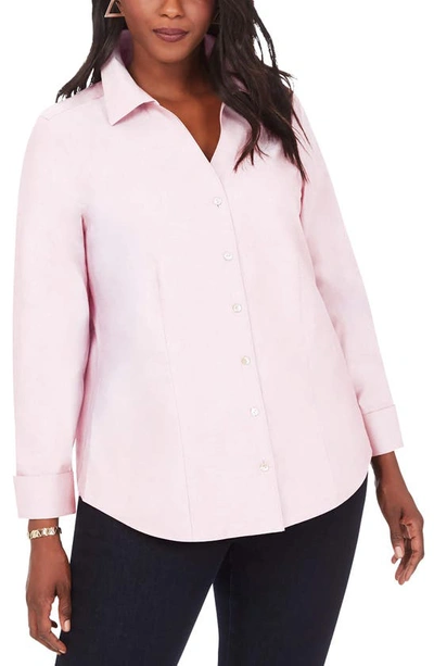Shop Foxcroft Lauren Non-iron Pinpoint Button-up Shirt In Chambray Pink