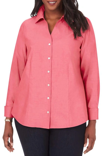 Shop Foxcroft Lauren Non-iron Pinpoint Button-up Shirt In Wild Rose