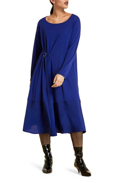 Shop Marina Rinaldi Ombra Crepe Long Sleeve Floaty Dress In Blue