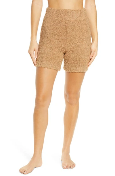 Shop Skims Cozy Knit Shorts In Camel