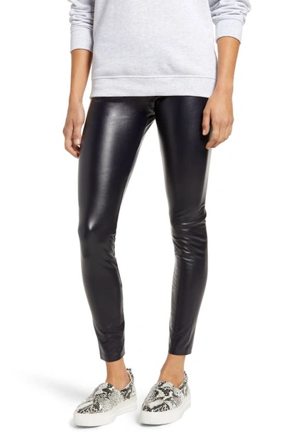 Shop Hue Faux Leather High Waist Leggings In Navy