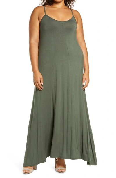 Loveappella A-line Maxi Dress In Olive