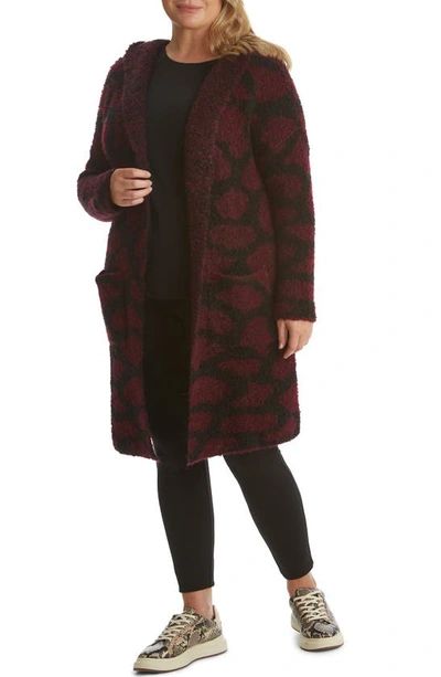Shop Adyson Parker Animal Hooded Open Cardigan In Deep Wine Combo