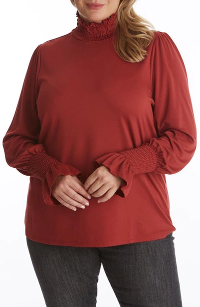 Shop Adyson Parker Smocked Turtleneck Top In Paprika