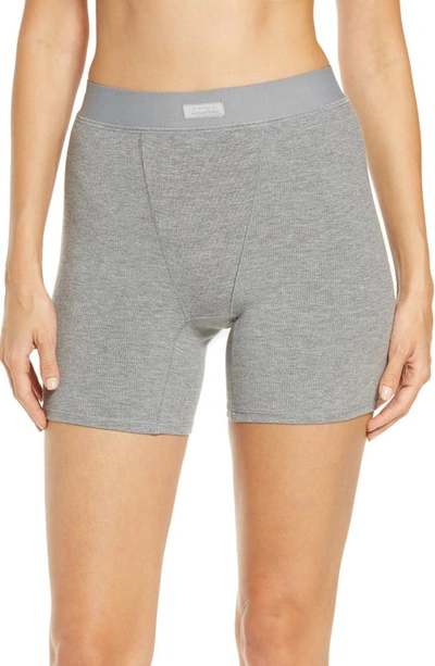 Shop Skims Soft Lounge Boxers In Heather Gray