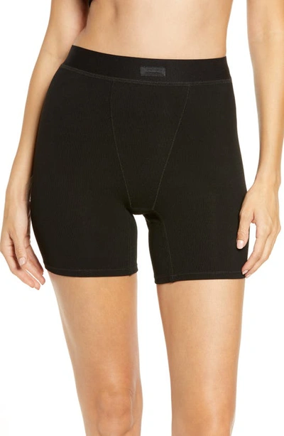 SKIMS Soft Lounge Boxer ribbed stretch-modal shorts - Onyx