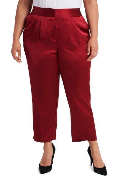 Shop Vince Camuto Slim Leg Satin Pants In Deep Red