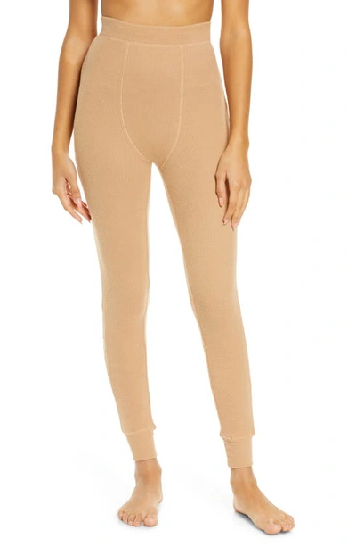 Shop Skims Brushed Waffle 2.0 Leggings In Ochre