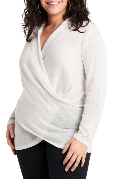 Shop 1.state Sparkle Knit Cross Front Top In Soft Ecru