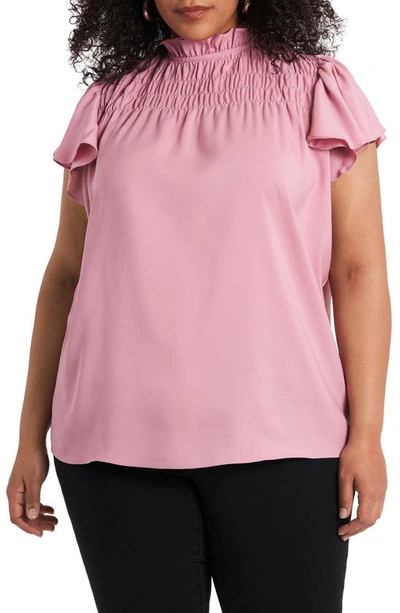 Shop 1.state Smocked Ruffle Sleeve Top In Rose Pink