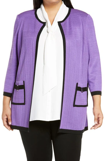 Shop Ming Wang Knit Jacket In S.purple/ Black
