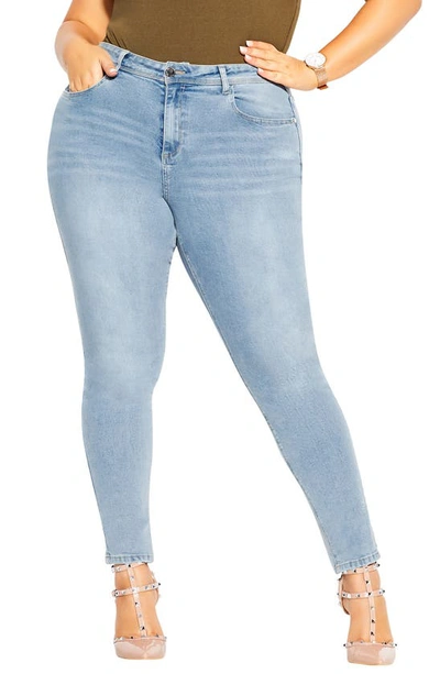 Shop City Chic Harley Lover Skinny Jeans In Sky Blue