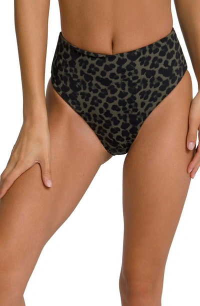 Shop Good American High Waist Reversible Swim Bottoms In Leopard004