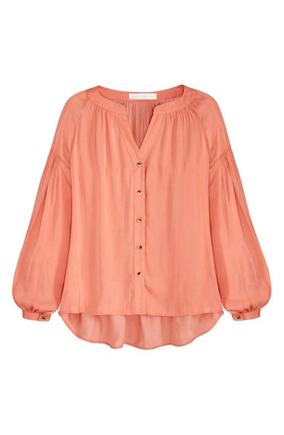 Shop Adyson Parker Oversize Button-up Blouse In Coral Sand